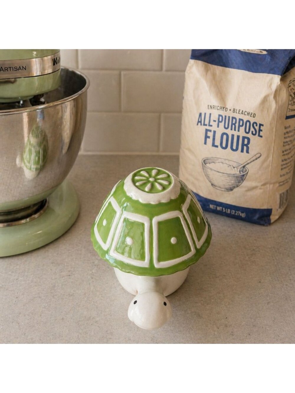 Pier1 Ceramic Turtle Measuring Cups Set Nesting Kitchen Decor Green Yellow Teal